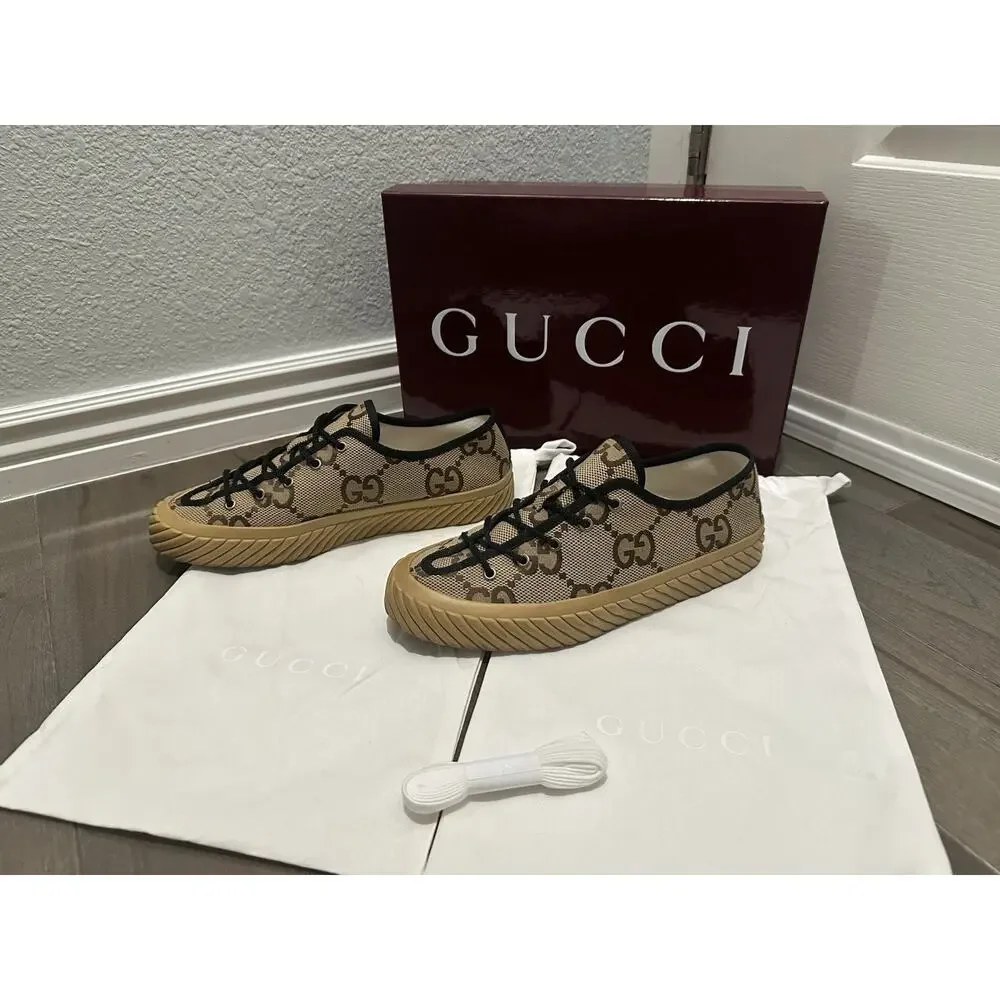 AUTHENTIC GUCCI MAXI LOWTOP SNEAKER 703031 GG SZ 10 (fits USA 11)